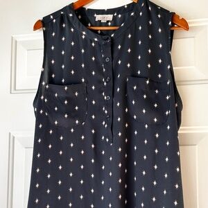 Loft Blue & Pink Pattern Sleeveless Top  *Size XL